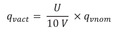 Calculation of volume flow rate actual value at 0 – 10 V