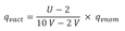 Calculation of volume flow rate actual value at 2 – 10 V