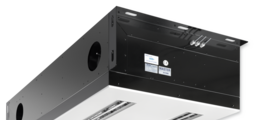 Toevoer- en afvoer ventilatie unit met omschakelmogelijkheid voor recirculatie met warmtewisselaar en warmteterugwinning voor plafondinbouw