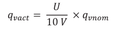 Calculation of volume flow rate actual value at 0 – 10 V 