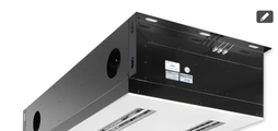 Supply and extract air unit with heat exchanger and heat recovery, secondary air option (based on air quality), for installation below the ceiling slab