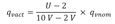 Calculation of volume flow rate actual value at 2 – 10 V 